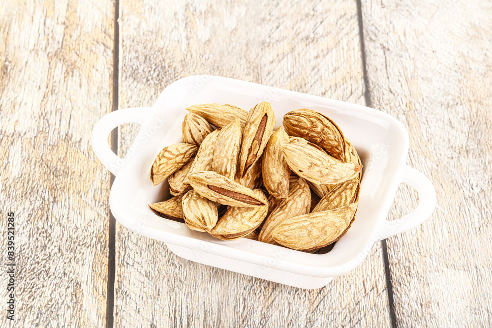 Shelled dry almond nut heap Shelled dry almond nut heap