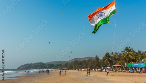 Republic Day Celebration at Colva Beach: Flying the Giant Indian Tricolor Kite photo