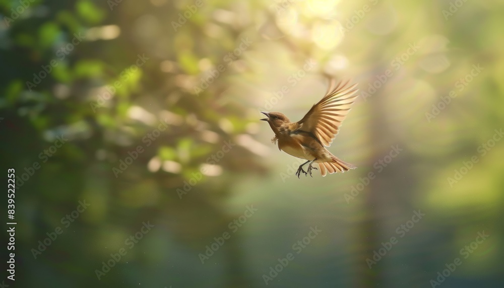 Fototapeta premium Graceful Flight: Observing the Common Chaffinch in Action at 7:4