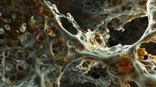 This image displays osteoclasts in action resorbing and breaking down old bone tissue to make way for new growth photo