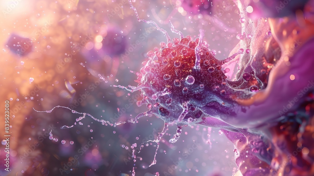 A highresolution image of a hormonesecreting endocrine cell with a detailed view of its nucleus and secretory granules A highresolution image of a hormonesecreting endocrine cell with a detailed view of its nucleus and secretory granules