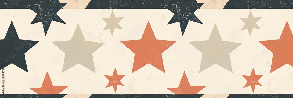 Fototapeta premium Simple star shapes in muted tones, arranged in a subtle and minimalist pattern