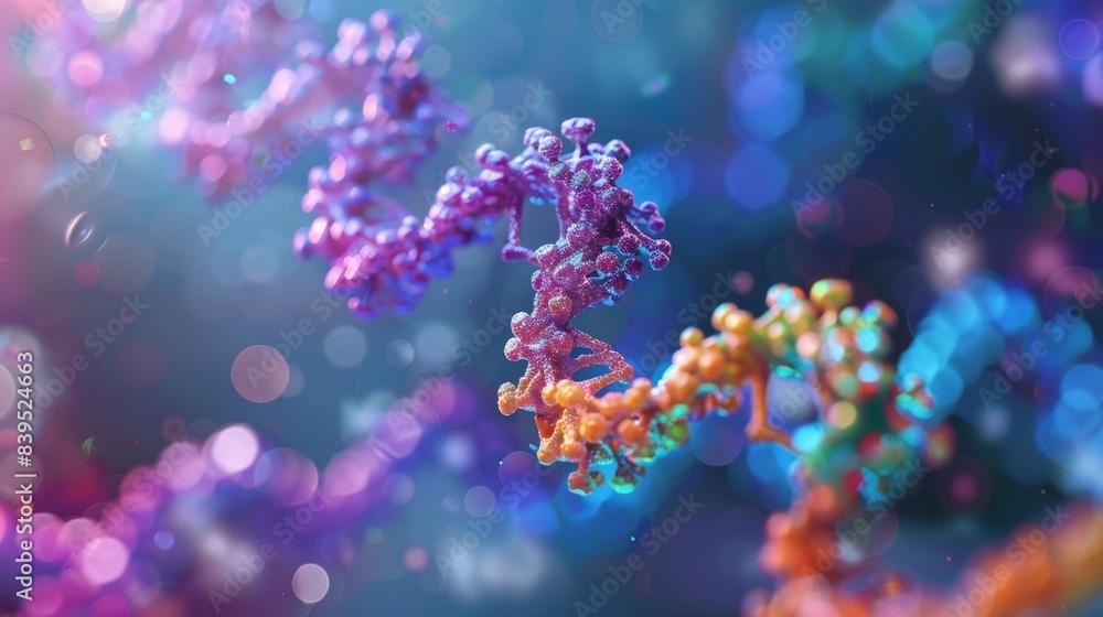 The RNA polymerase molecule attaching to the DNA strand and beginning the transcription process The RNA polymerase molecule attaching to the DNA strand and beginning the transcription process