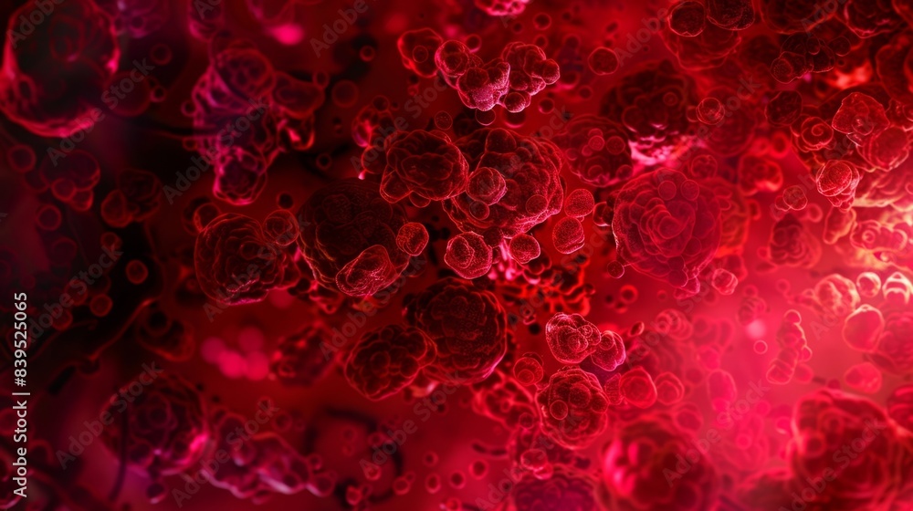 An upclose image of a single erythroblast showing the nucleus and darkstaining organelles responsible for producing hemoglobin An upclose image of a single erythroblast showing the nucleus and darkstaining organelles responsible for producing hemoglobin
