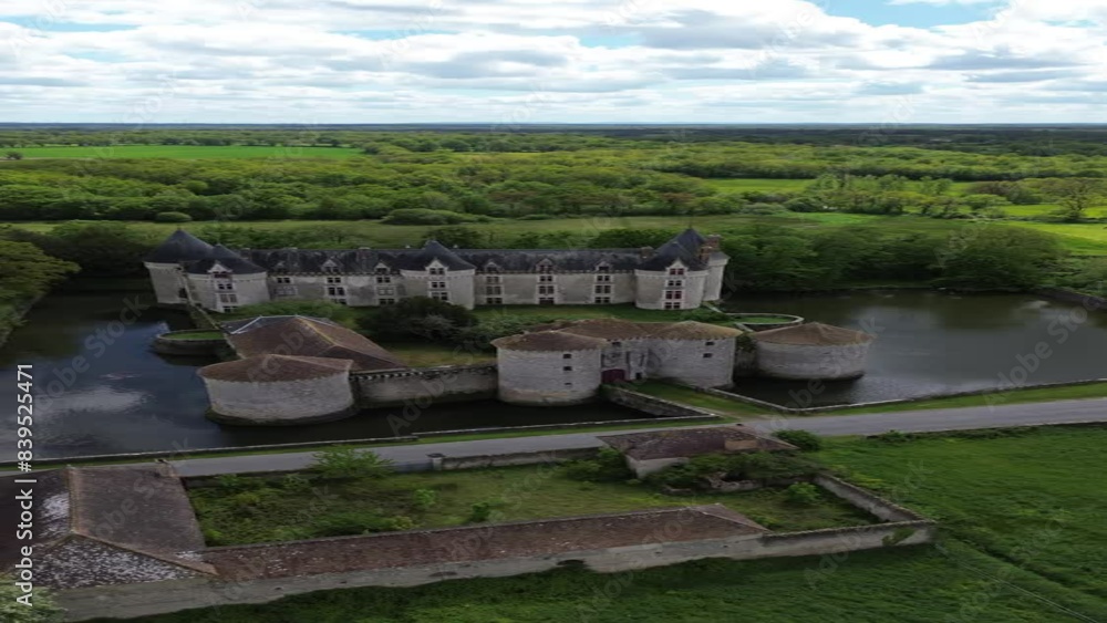 drone video Bourg-Archambault castle France Europe drone video Bourg-Archambault castle France Europe