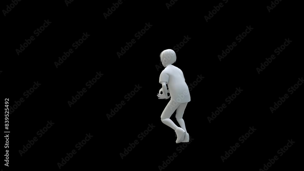 A young goalkeeper jumps and soccer ball catch and throwing animation as 3d modeling silhouette boy. A young goalkeeper jumps and soccer ball catch and throwing animation as 3d modeling silhouette boy.