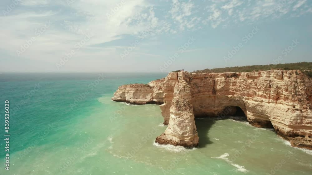Aerial View of Cliff, Sea, and Beach in Algarve Lagos Portugal Aerial View of Cliff, Sea, and Beach in Algarve Lagos Portugal