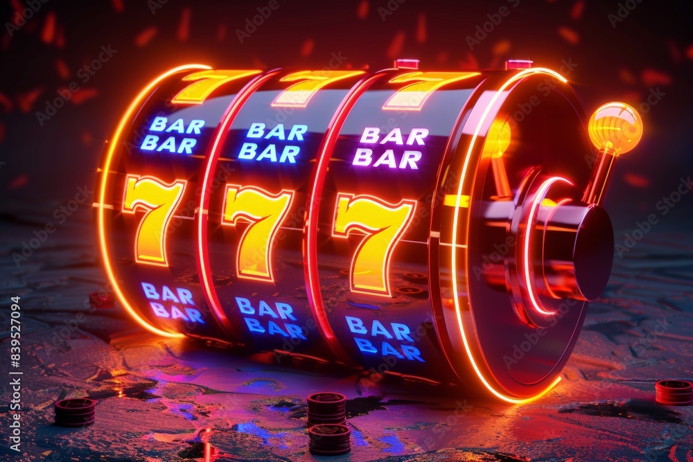 Neon Casino slot machine, Casino Roulette wheel