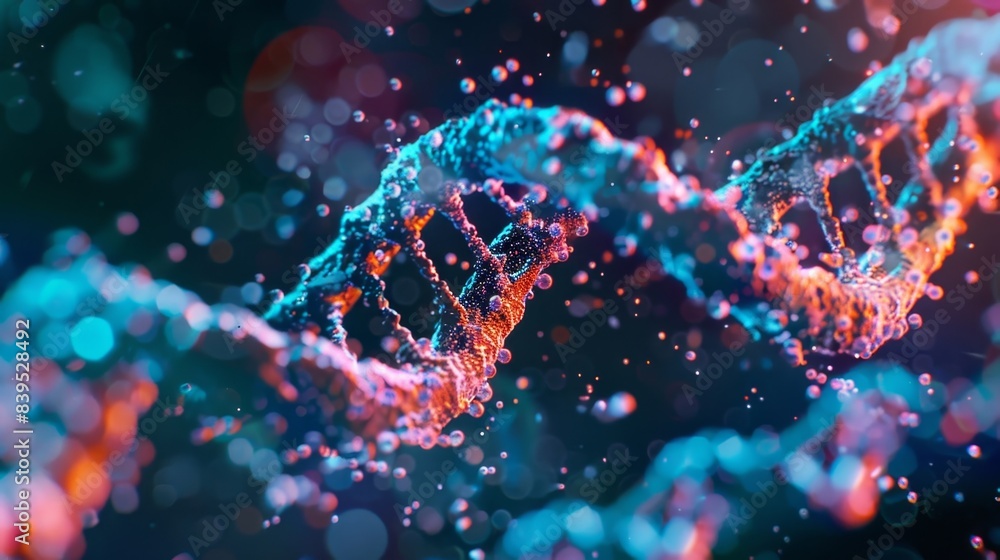 A highresolution image of a gene sequence revealing the intricate folding and looping of exons and introns within the DNA structure