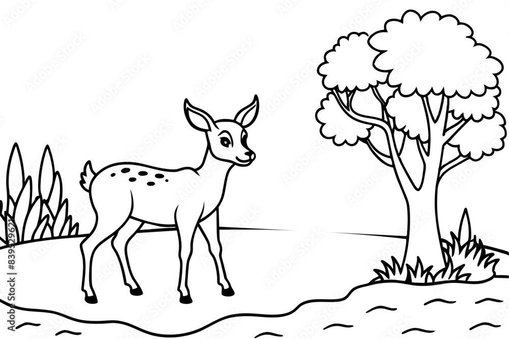 deer in the forest silhouette vector illustration deer in the forest silhouette vector illustration