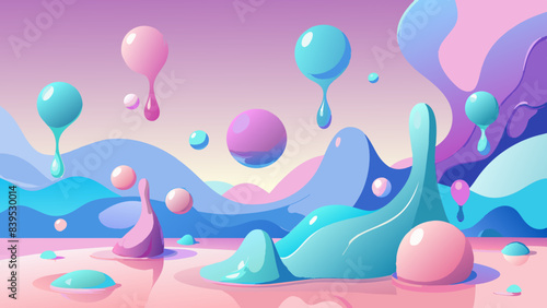 Fantastical Candyland Landscape with Surreal Pink and Blue Hues