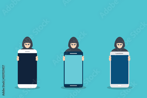Hacker stealing confidential data, personal information and credit card detail. Hacking concept.
