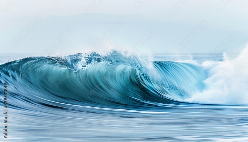 Description: A mesmerizing ultra sharp photo freezes a colossal breaking blue ocean wave, its