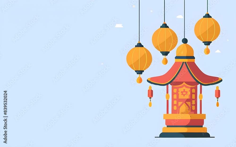 Fototapeta premium Illustration of an oriental lamp. Colorful. With empty space for text or greeting card design.