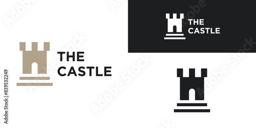 Castle tower logo design. Premium Vector