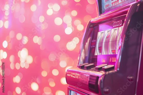 Obraz na płótnie Pink casino slot machine, jackpot w salonie