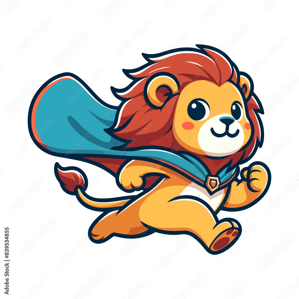 cute lion hero icon character