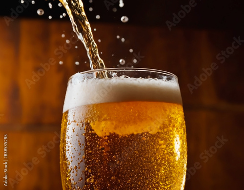 Wallpaper Mural a glass of beer with bubbles pouring and out of focus background Torontodigital.ca