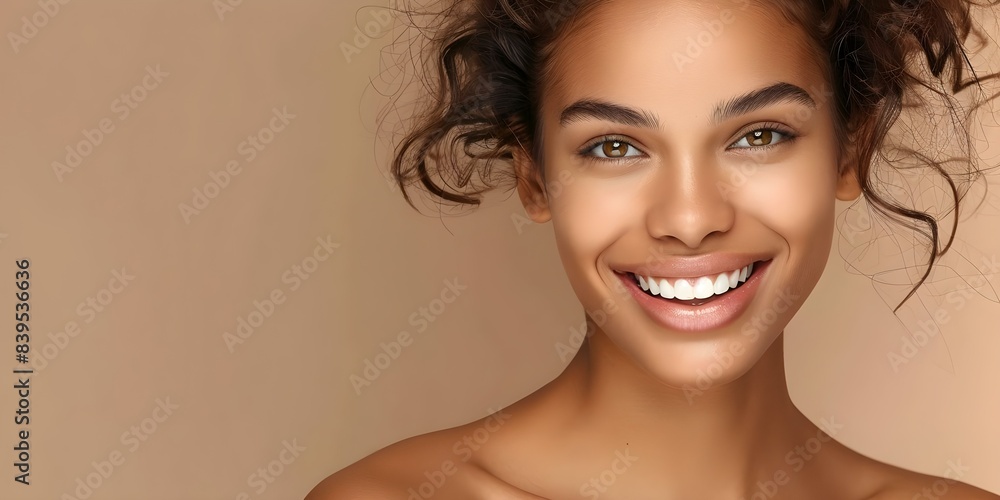 Smiling Latin Model with Radiant Smile and Healthy Teeth. Concept Portrait Photography, Dental Health, Latin American Culture, Smiling Techniques Smiling Latin Model with Radiant Smile and Healthy Teeth. Concept Portrait Photography, Dental Health, Latin American Culture, Smiling Techniques