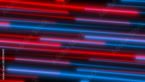 Red and blue lines on a black background. Abstract wallpaper.3d render illustration.