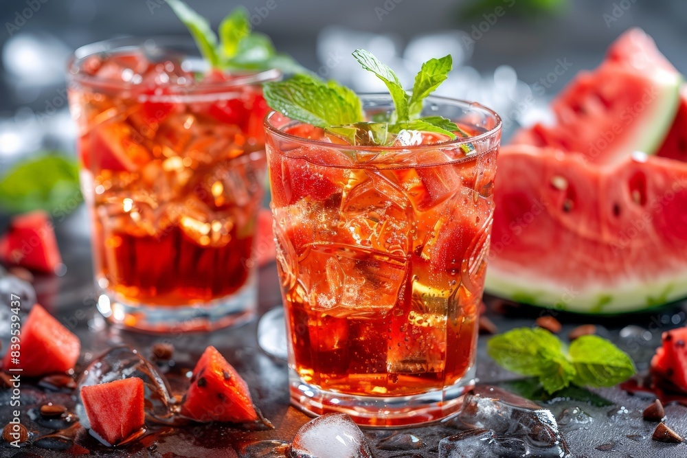 Watermelon ice tea in glass Watermelon ice tea in glass