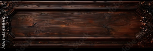Mediterranean Dark Wood Wall Texture with Ornate Frame Decor