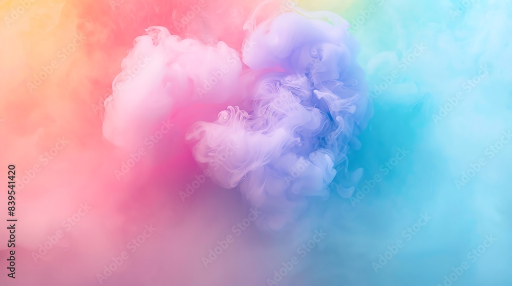 Fototapeta premium Heartshaped rainbow ribbon, blank space, minimalism, negative space, template, pride month LGBTQIA theme, pastel floral wallpaper