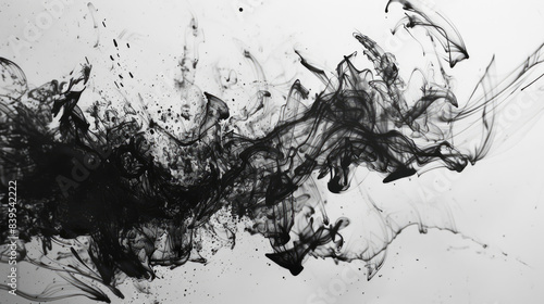 Black and white brush stroke artwork with modern style, texture, splashes © brillianata