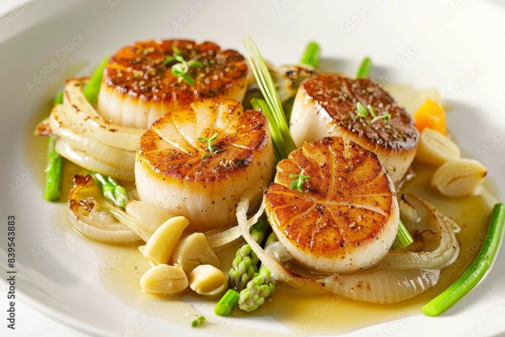 Cajun Seared Scallops with Crispy Asparagus Tips