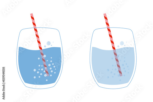 Two glasses of water with a straw. Thirst healthy lifestyle
