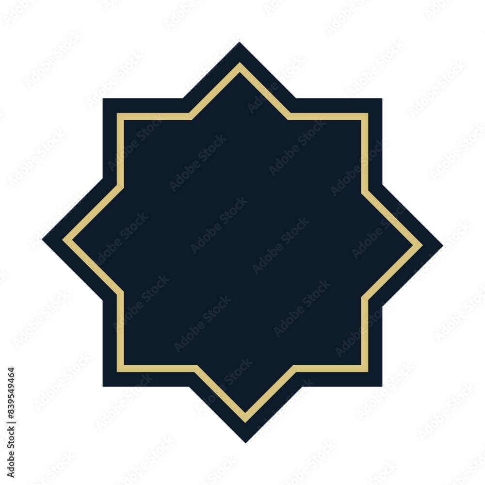 Eight point star shape vector, eight point star shape Islamic frame isolated on white background. Eight point star shape vector, eight point star shape Islamic frame isolated on white background.