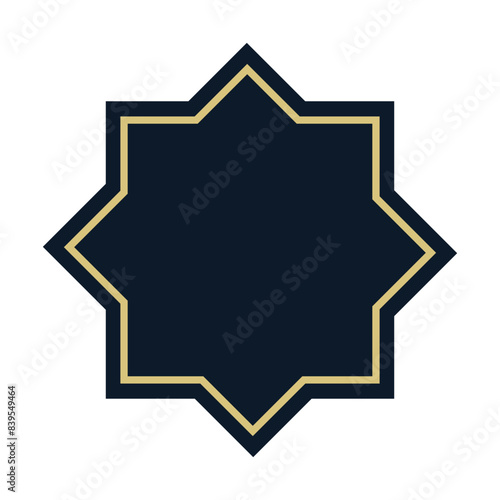 Eight point star shape vector, eight point star shape Islamic frame isolated on white background.