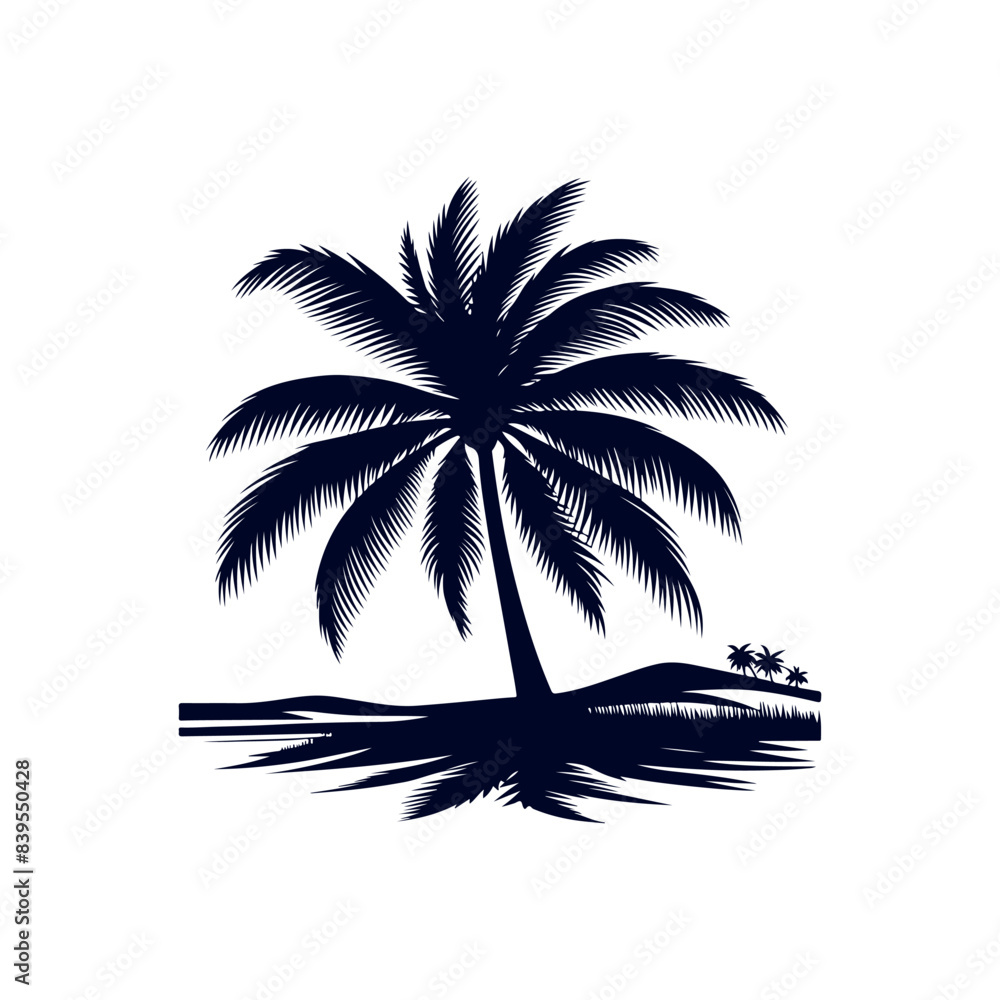 Obraz premium Palm tree silhouettes Clip art isolated vector illustration on white background
