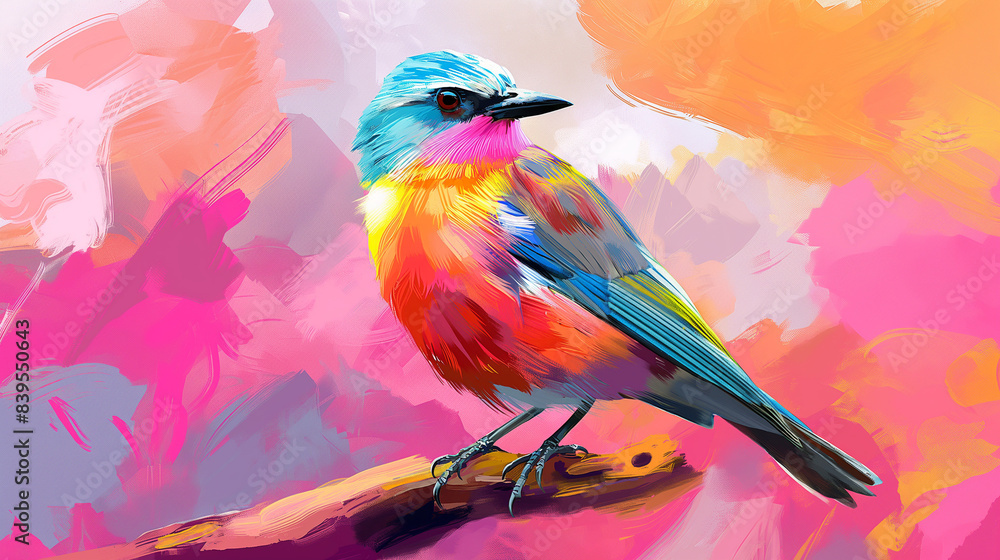 Obraz premium cartoon watercolor painting of a bird