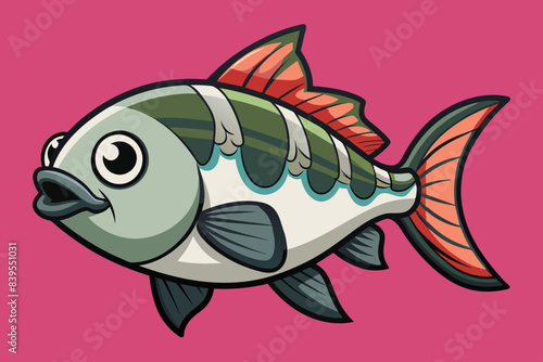 barramundi fish screams vector kawaii art