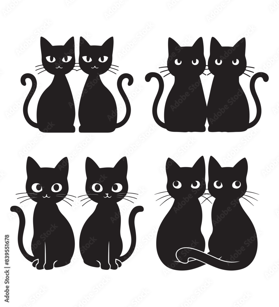 Obraz premium Cute Cat Silhouette Illustration 