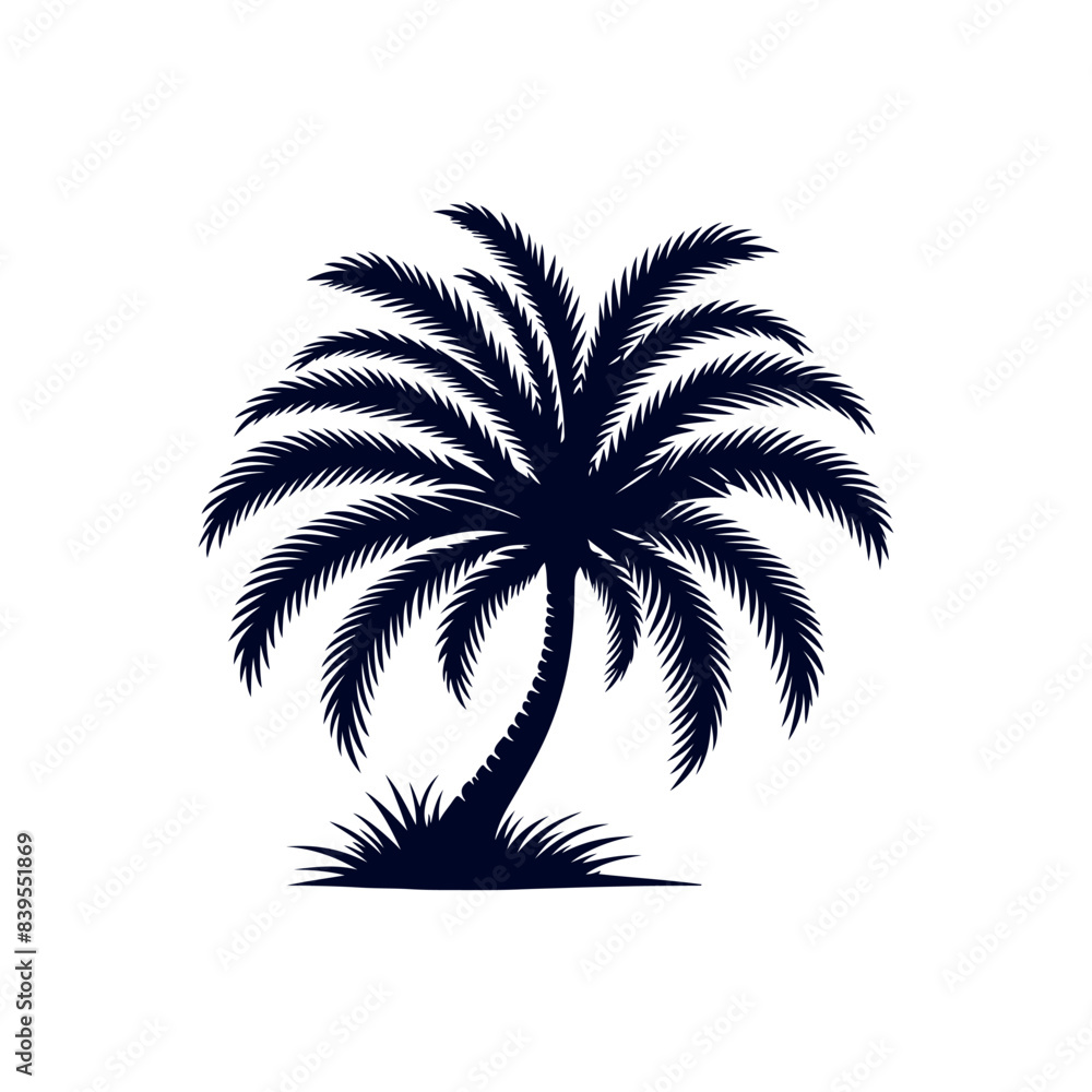 Palm tree silhouettes Clip art isolated vector illustration on white background Palm tree silhouettes Clip art isolated vector illustration on white background