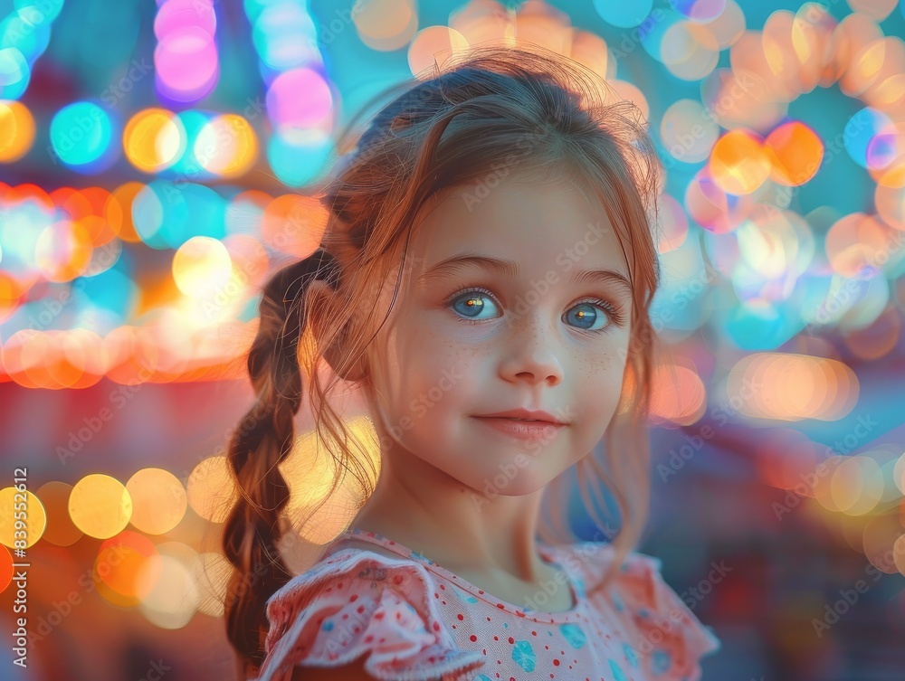 Vibrant 4K Summer Carnival Fun: Close-Up of Ferris Wheel with Double Exposure Silhouette of Happy Children - Festive Lights and Copy Space Vibrant 4K Summer Carnival Fun: Close-Up of Ferris Wheel with Double Exposure Silhouette of Happy Children - Festive Lights and Copy Space