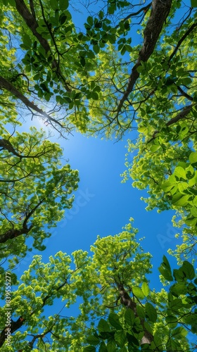 Green Leaves Framing a Blue Sky on a Sunny Day backdrop