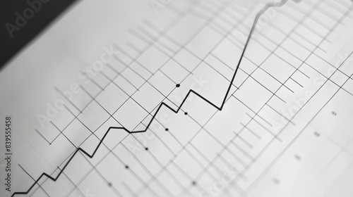 a simple and minimalist image featuring a black and white line graph with an upward-pointing arrow