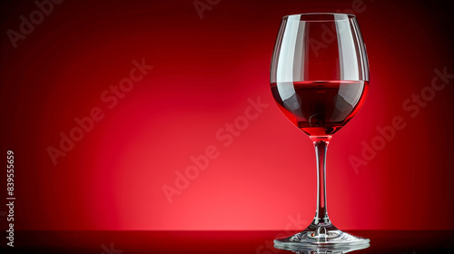 Elegant glass of red wine against a gradient red background, perfect for wine tasting, dining, and celebration themes.