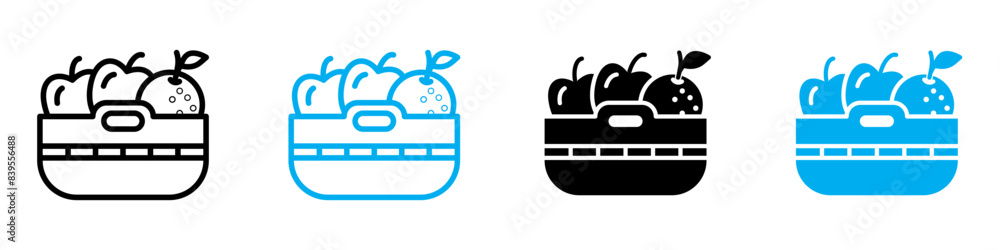Fruit basket icon vector set collection for web Fruit basket icon vector set collection for web