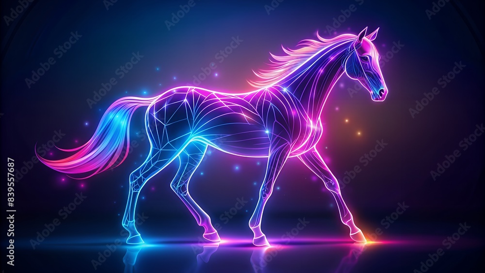 horse realistic isolated neon horse realistic isolated neon