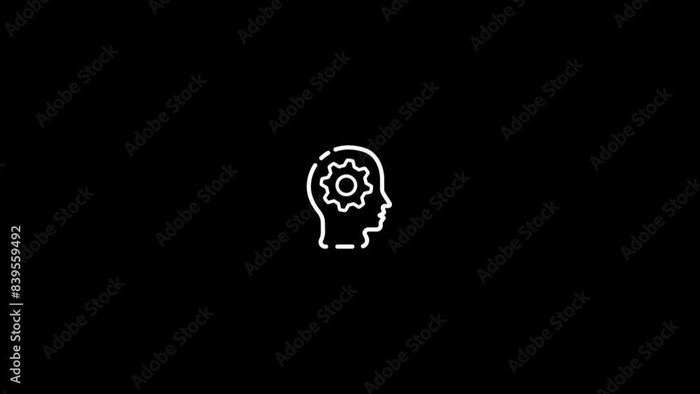 human brain learn and Thinking icon animation symbol of education. Human head and gear moving human brain learn and Thinking icon animation symbol of education. Human head and gear moving