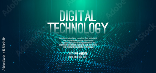 Digital technology speed connect blue green background, cyber nano information, abstract communication, innovation future tech data, internet network connection, Ai big data, line dot illustration 3d