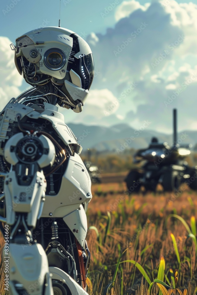 The image depicts the concept smart robotic farmers revolutionizing agriculture technology The image depicts the concept smart robotic farmers revolutionizing agriculture technology