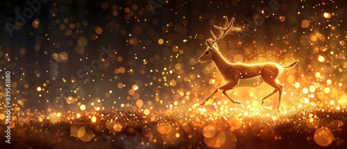 A graceful gazelle leaping gracefully through a field of sparkling stars. photo