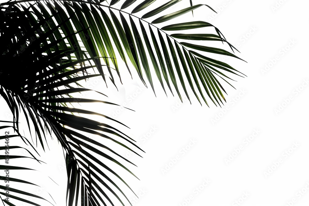 Fototapeta premium Palm tree silhouette delicate pristine white background close up vibrant fusion nature theme