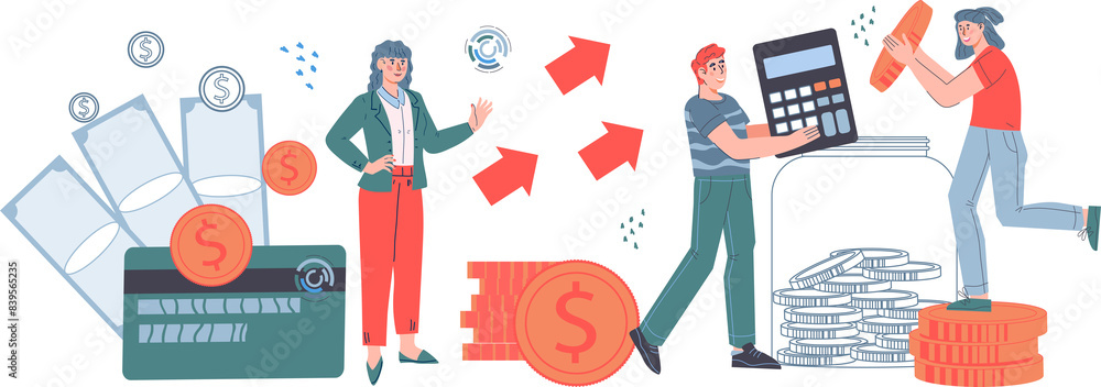 Financial consulting, advisory and accounting services. Team of professional accountants making financial calculations. Financial consulting, advisory and accounting services. Team of professional accountants making financial calculations.