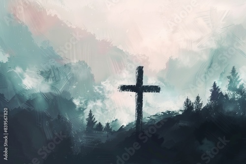 Illustration of a Christian Cross, religion, faith, Christianity 